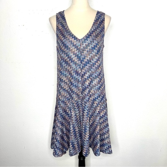 ANTHROPOLOGIE Maeve Westwater Knit Swing Dress Chevron Mini Size Medium - Picture 5 of 15